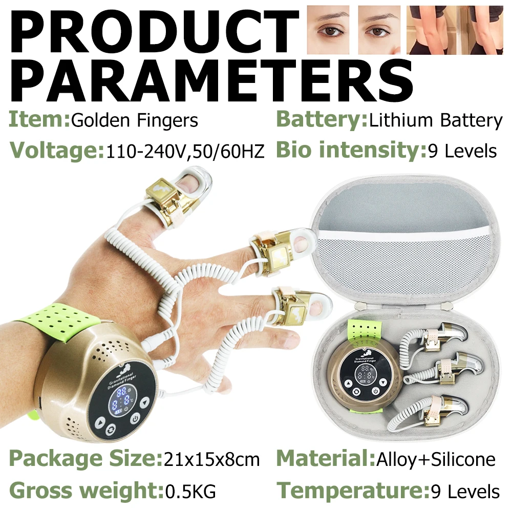 Masseur gravitationnel pour le corps, Lifting du visage, Relaxation du corps, microcourant, doigt doré, EMS, Instrument de beauté du visage