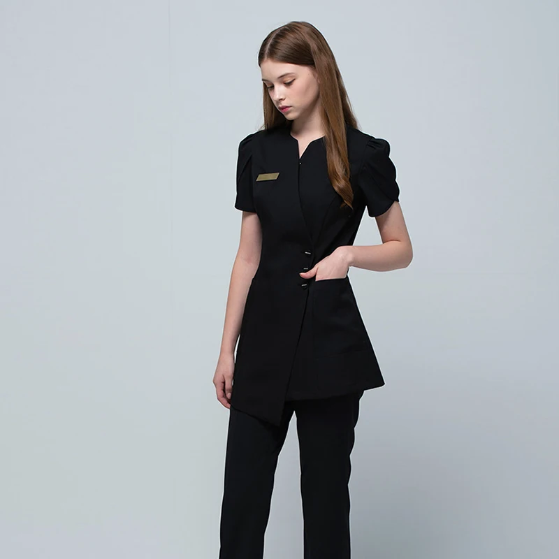 2026 Spring Autumn High End Beauty Therapist Work Uniform Set Skin Management Health Massage Foot Bath Hairdressing Kit