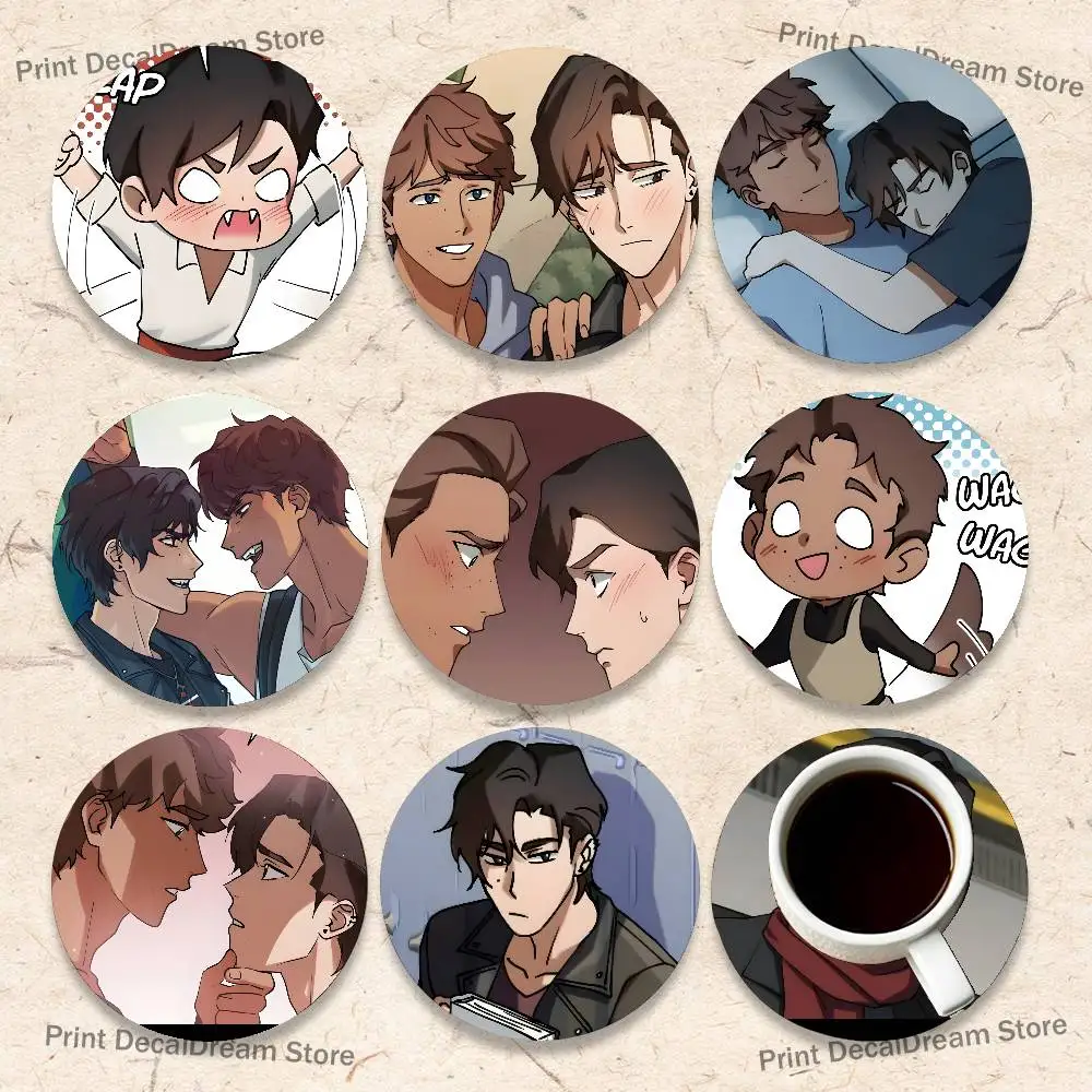 

L-Love Bite Comic Coaster Wooden Drink Tray Suitable for Restaurants and Coffee Shops Easy To Wash and Clean