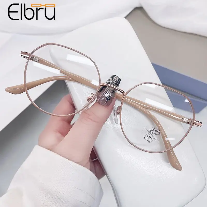 

Elbru Progressive Multifocal Anti Blue Light Reading Glasses Women Men Metal Clear Lens Presbyopic Eyewear Reading Eyeglasses