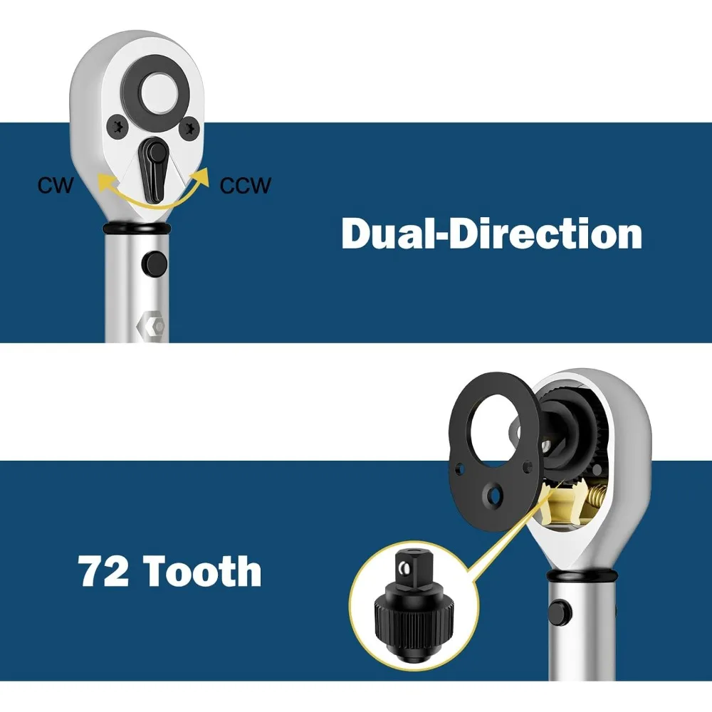 1/4 3/8 1/2-inch Drive Click Torque Wrench, 3Pcs Torque Wrench Set 20-240 in.lb, 5-45 ft.lb, 20-160 ft.lb,