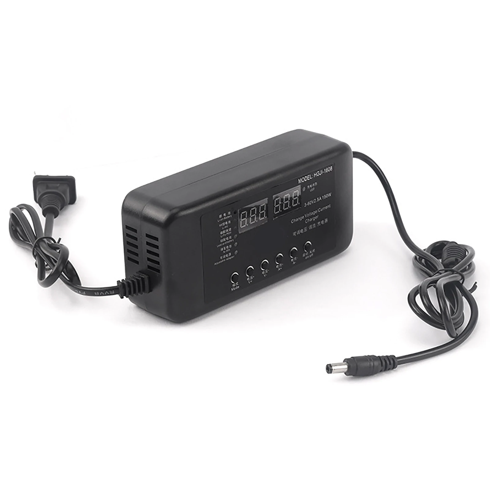 Adaptador Ajustável Universal do Poder com Tela de Exposição Carregador de Bateria do Li-íon 3v60v 8a 150w 36v 12v 48v 60v