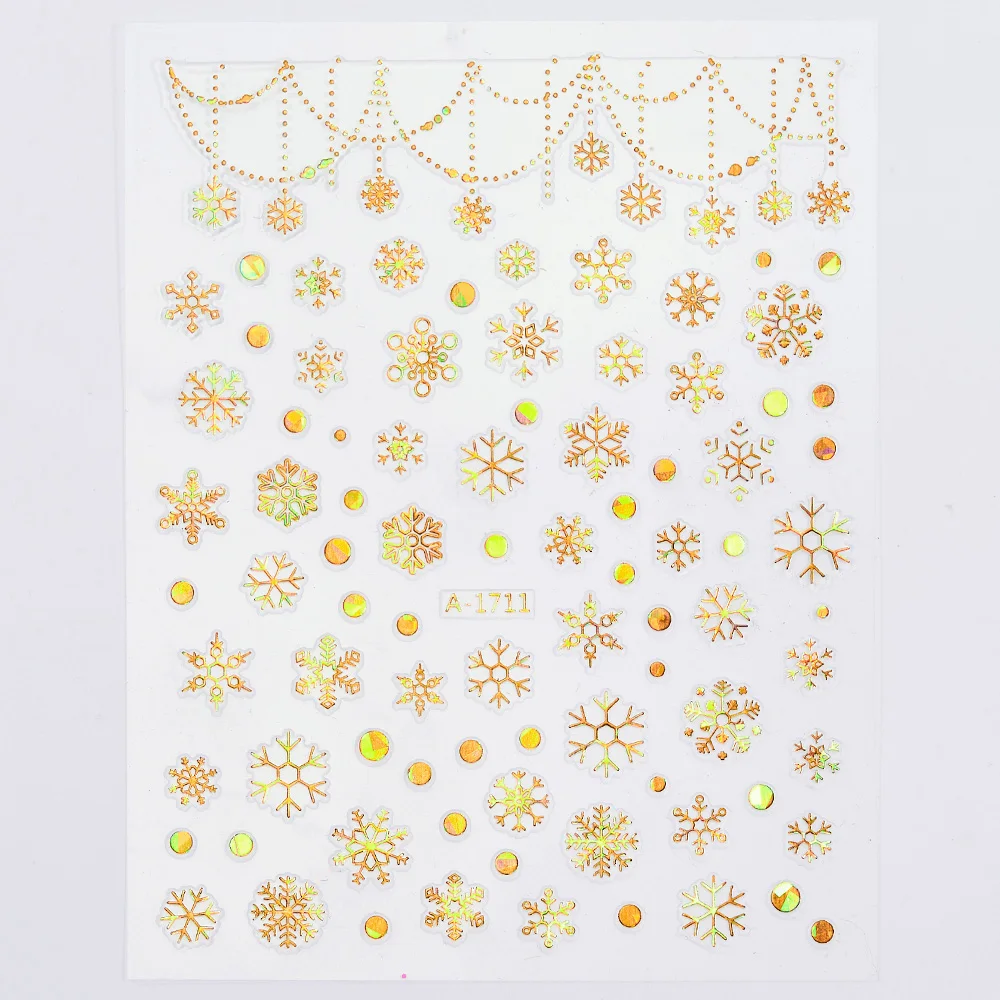 12 枚のクリスマスネイルアートステッカーゴールドスノーフレークネイルデカール冬クリスマスベルツリーヘラジカクリスマス 3D 自己粘着マニキュア装飾