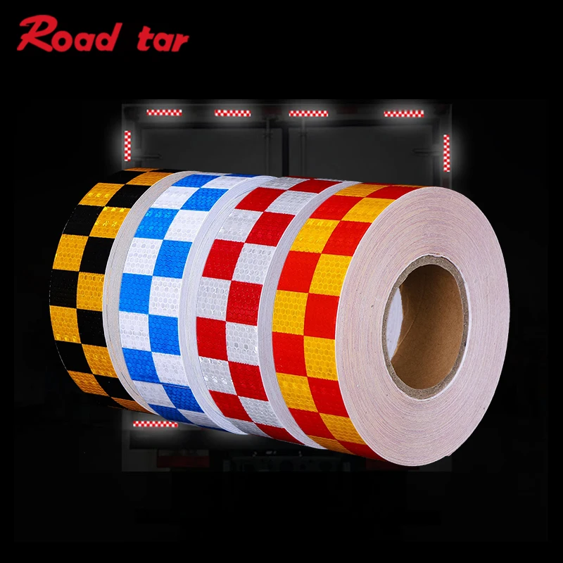 Roadstar 5cmx10m Shining Blue White Color Square Self-Adhesive Reflective Warning Tape for Car& Motorcycle Free Shipping