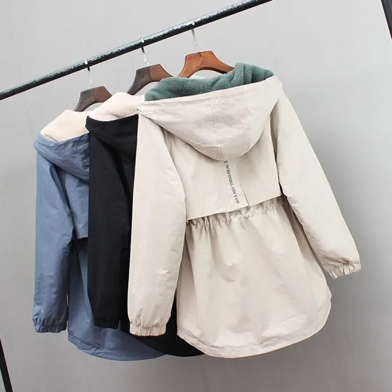 

Women's Winter Jacket 2022 New Plus Velvet Thick Warm Outwear all-match Casual Short Loose Windbreaker Female Hooded Coat