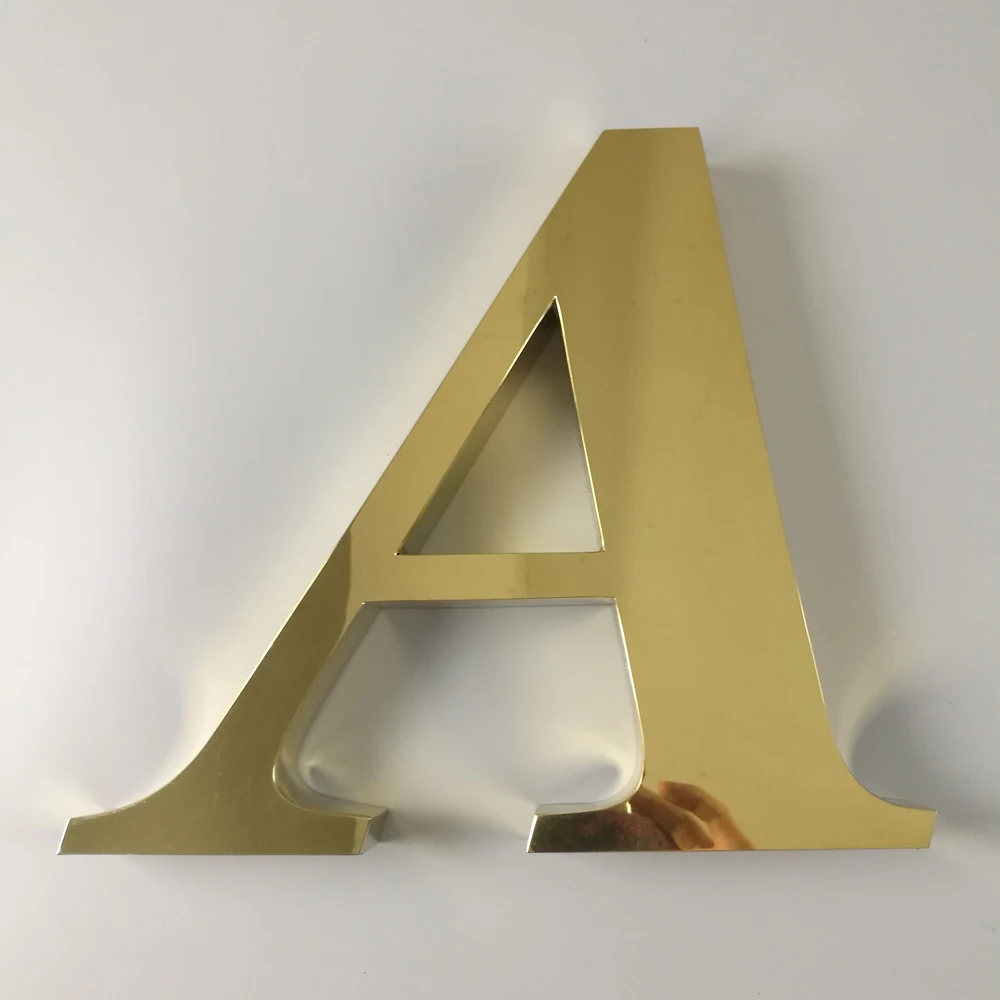 

Golden mirror polished stainless steel logo sign for internal