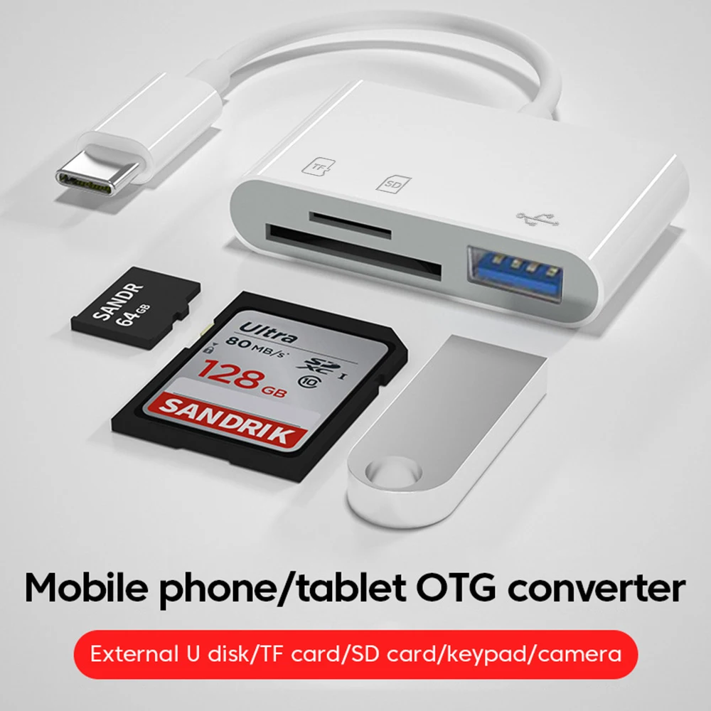 3 in 1 Type C Card Reader Adapter USB C To SD TF Memory Card Reader High Speed For Phone PC Laptop Accessories Type C Converter
