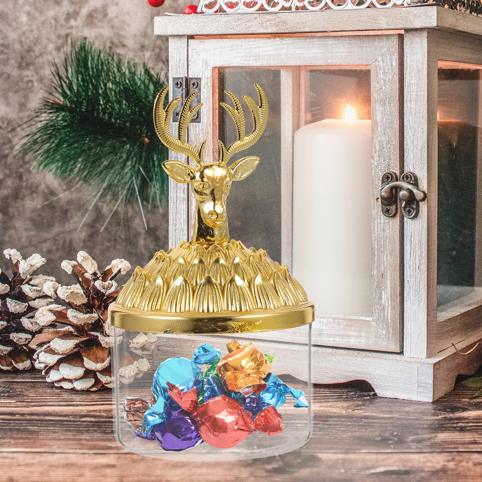 12 قطعة من علب الحلوى الصغيرة لحلوى عيد الميلاد وحامل حاويات PP Holiday Elk Cookie Jar Party Case #3