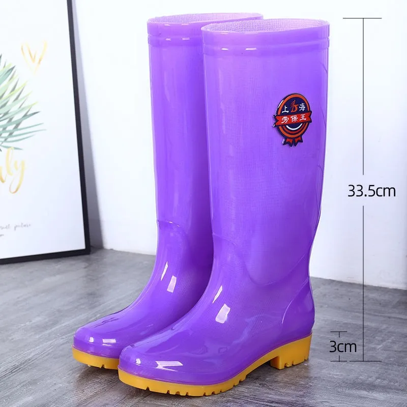 Water Shoes High Tube Rain Shoes Female Winter Padded Warm  Rubber Shoes Mid-calf Spring and Fall Rainy Day Rain Boots Wholesale