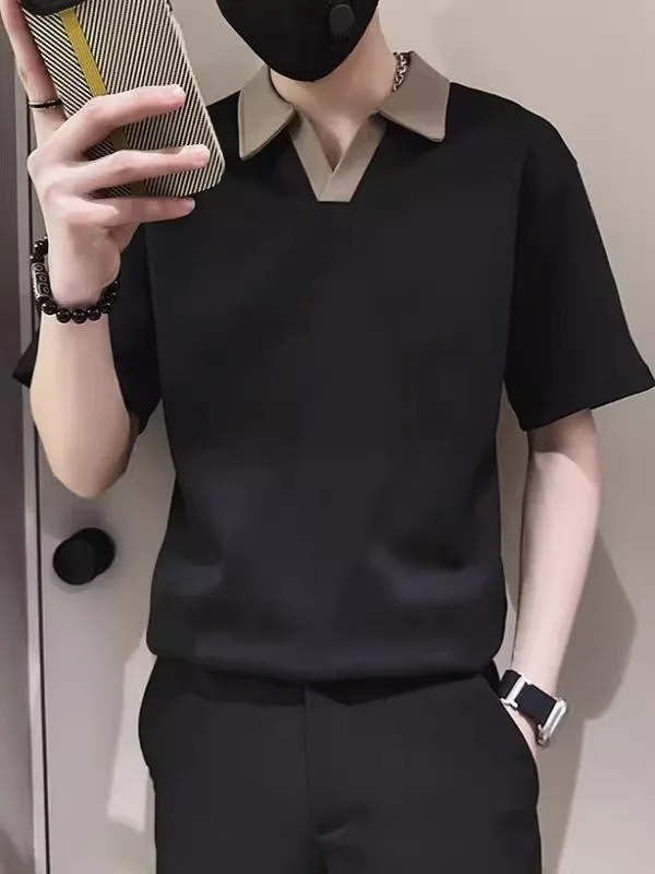 

Высококачественная мужская летняя модная свободная повседневная футболка большого размера V-Ne irt ort Sve молодежная свободная посадка для подростков