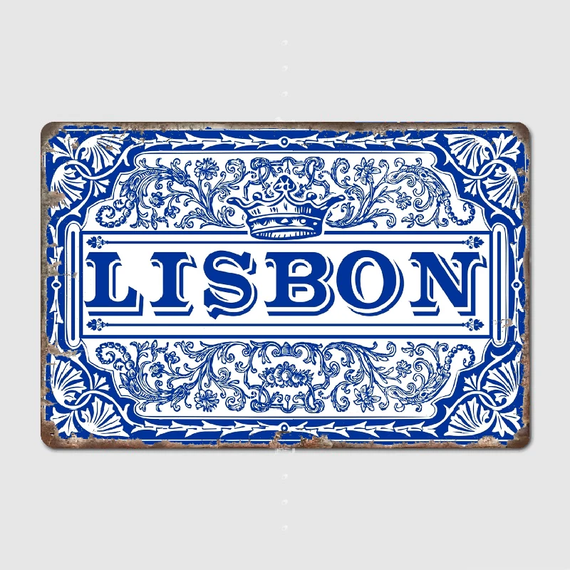 Azulejo Lisbon Azulejos Lisboa Poster Metal Tin Sign Truck Indoor and Outdoor Home Bar Coffee Kitchen Wall Decoration