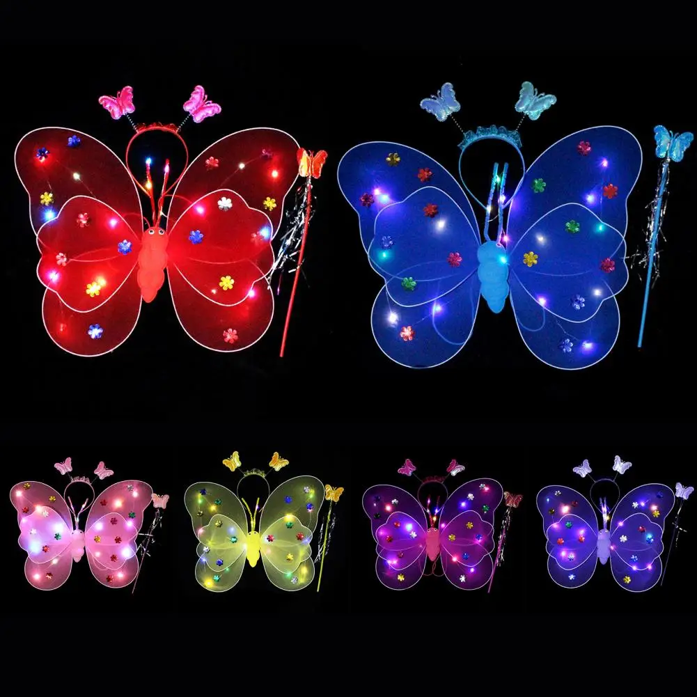 Decorative Fairy Wing Colorful Lighting 20 LEDs Children Show Luminous Butterflies Wing Glowing Butterflies Wing Dress-up