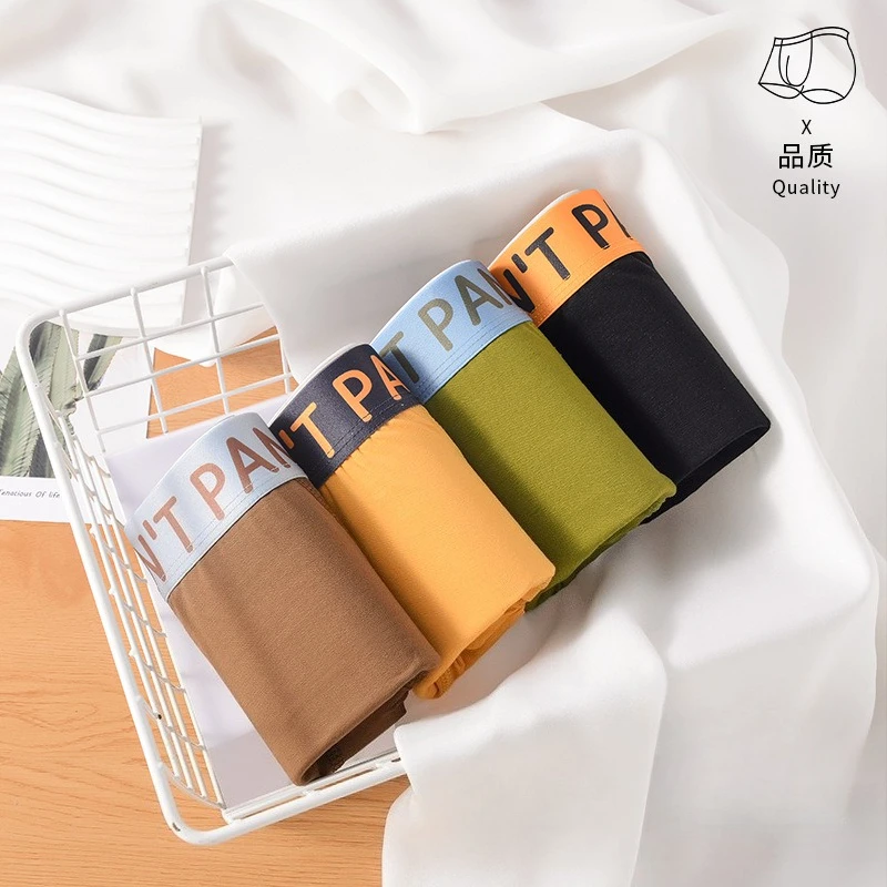 

New Men Solid Color Comfortable Boxer Briefs Men's Underwear Mid-rise Loose Boxer Shorts Pure Cotton Boxer Shorts Underwear