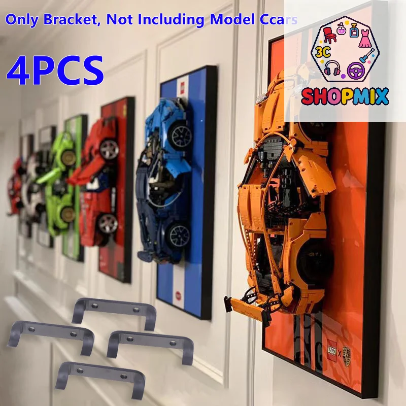 4Pcs Mount Firm Display Cars by Wheels on Wall Hanging Cars Display Rack Space-Saving Car Model Holder for MOC Car Models Toy