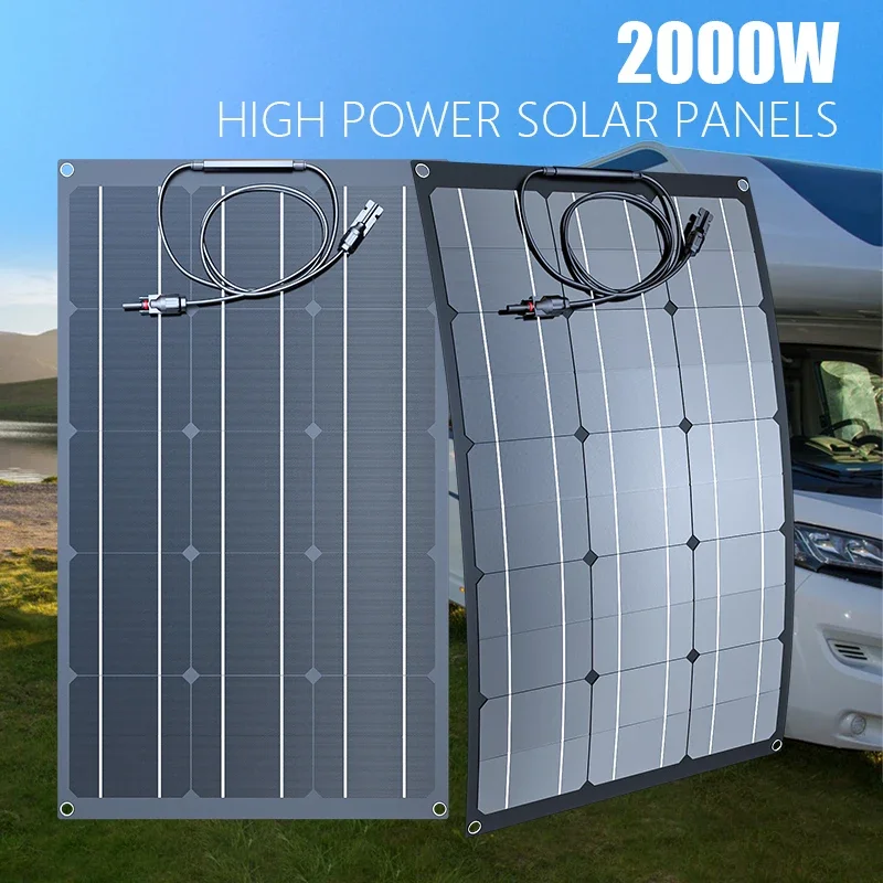 2000W Portable High-Efficiency Solar Panel Kit for Home And Camping Outdoor Solar Power Generation System