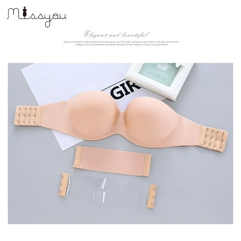 Women Magic Push Up Bra Strapless Women's Bras Underwired 1/2 Cup Back Band Dress Wedding Backless Invisible Bras G#