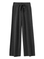 Autumn Winter Women 100% Merino Wool Pants Wide Straight Leg  Elastic Waist  Loose Fit Knitted  Trousers Elegant Draped Trousers