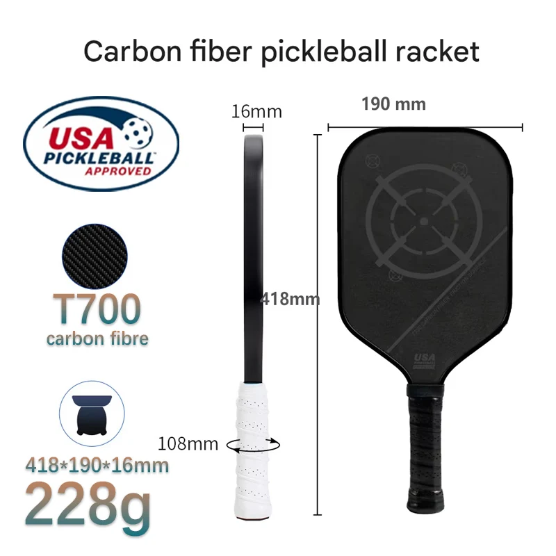 FEYA Pickleball Paddle T700 Carbon Fiber Frosted Surface 16MM Enhanced Sweet Spot&Control&Power Anti-slip Grip USAPA Compliant