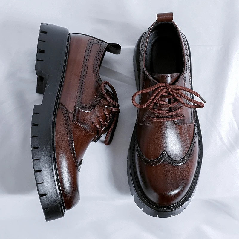 Fashion Men's Casual Leather Shoes British Business Shoes Classic Male Lace Up Oxford Shoes Elegantes Brogue Footwear Sneakers