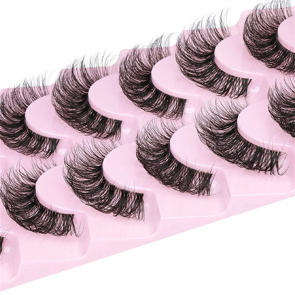 10 Pairs False Eyelashes 6D Super Fluffy Wispy Faux Mink Eyelashes Cat Eye Effect Dramatic Lashes Eyelash Extension Makeup