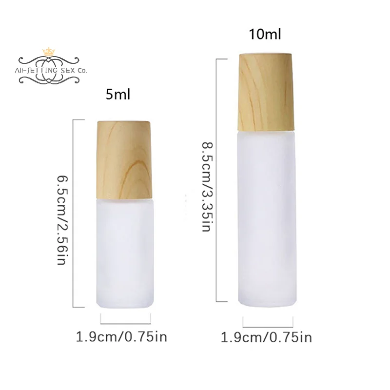 5ml10ml Frosted แก้วขวดลูกกลิ้งไม้พลาสติกสําหรับน้ํามันหอมระเหย Roll-On ขวดลูกกลิ้งสแตนเลส