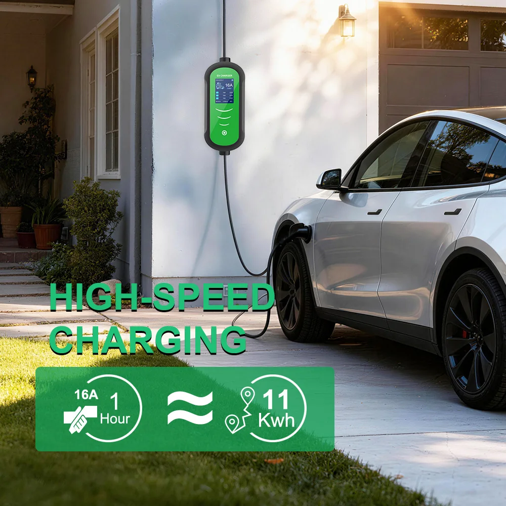 IPENGEN Typ2 11KW EV-Ladegerät Tragbar 5M Kabel 16A 3-Phasen IEC 62196-2 EVSE Ladebox Einstellbarer Strom Verzögerbare Ladewelle – Detail 2