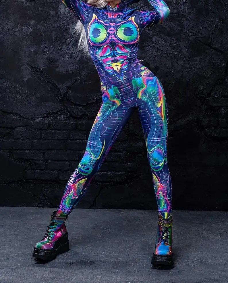 Unisex 3D-gedruckter Tier-Schlangenschädel Cosplay Slim Bodysuit Erwachsenen-Halloween-Cosplay Zirkus-Bühnenkostüm Karneval-Jumpsuit – Detail 10