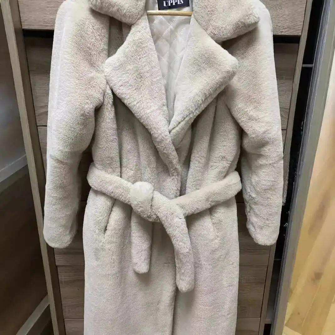 Inverno feminino de alta qualidade falso coelho luxo longo casaco de pele solto lapela casaco grosso quente plus size feminino casacos de pelúcia