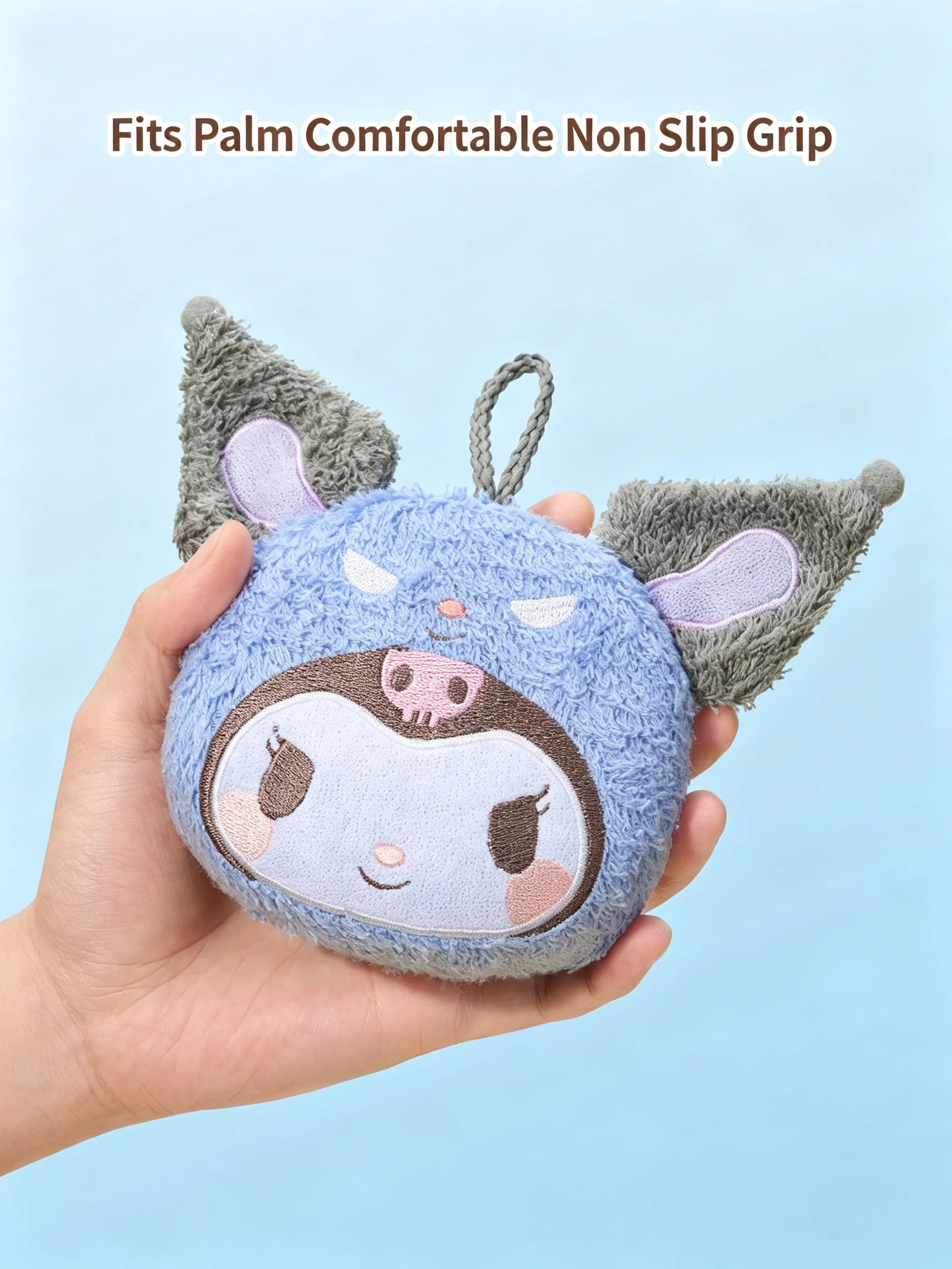 Kawaii Kuromi My Melody Cinnamoroll Pompompurin Plush Bath Sponge Cute Cartoon Hanging Shower Loofah Soft Fluffy Body