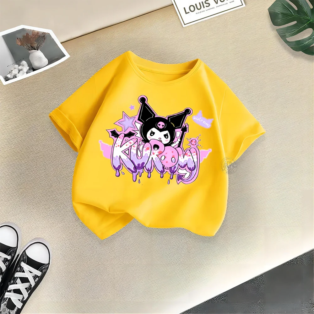 Sanrio Summer clothing Creative printed Kulomi Baby cotton T-shirt Boys girls comfortable casual top Cotton T-shirt top