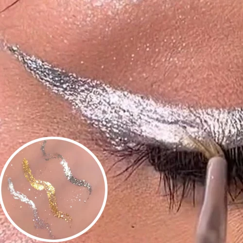 Imagen 2 del producto Delineador de ojos brillante con diamantes, sombra de ojos resistente al agua, plata, oro, brillo suave, lentejuelas, delineador de ojos, sombra de ojos, maquillaje, herramienta cosmética de belleza