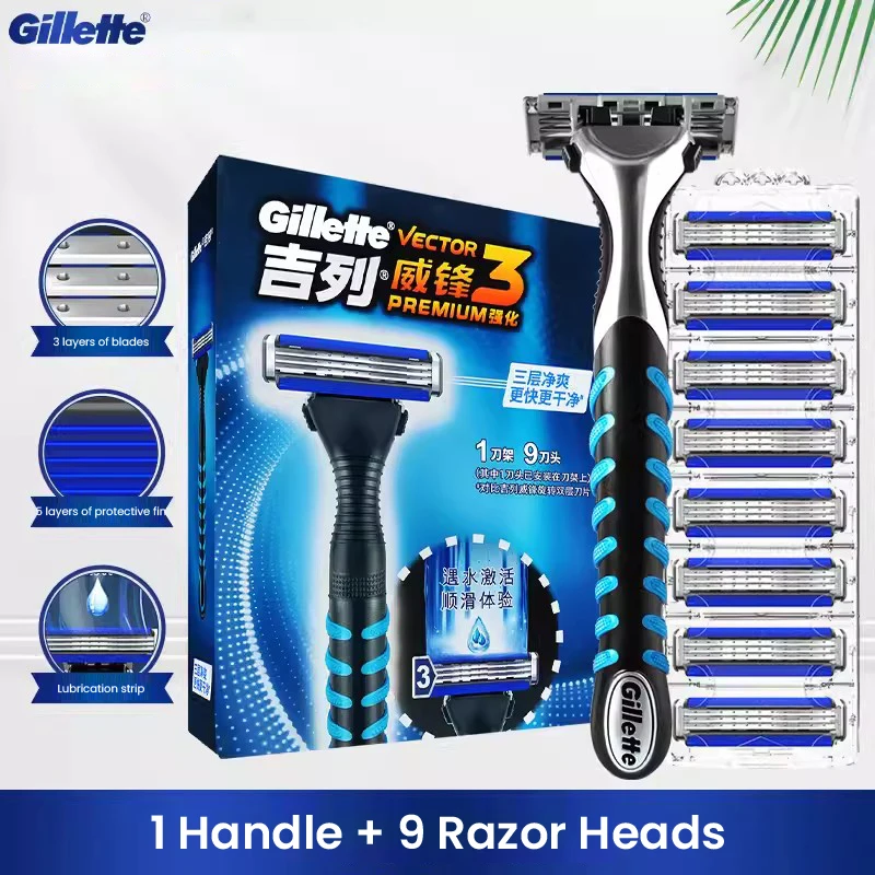 

Gillette Vector 3 Premium Shaving Razor Vector Razor Blades For Men Beard Shaver Blade Sharp Replacement Head With Safety Razor