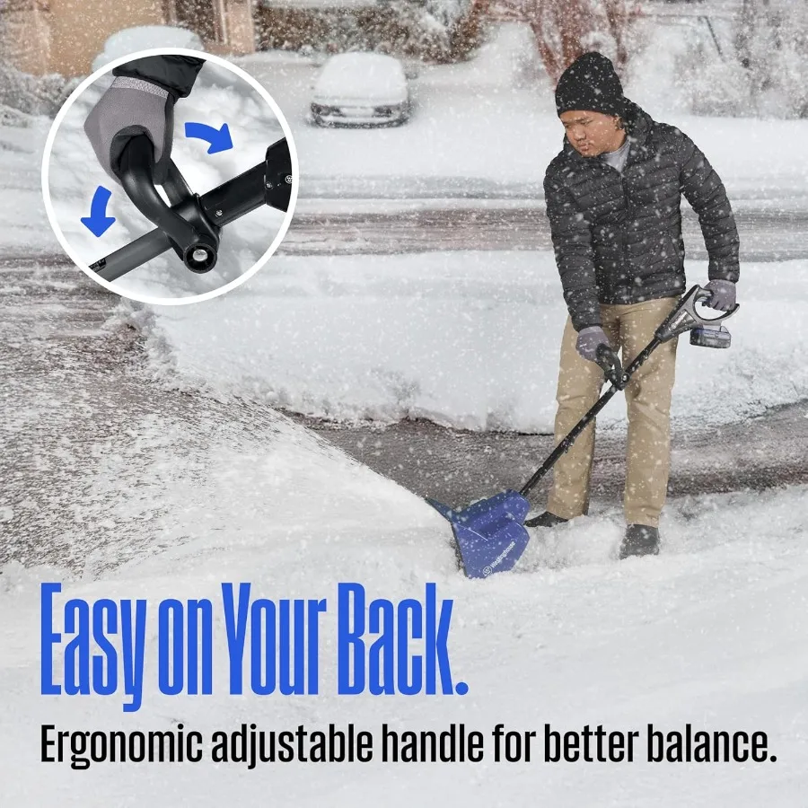 مجرفة ثلج لاسلكية 24 فولت مع شفرة 11 بوصة ومجموعة بطارية 4 أمبير لإزالة الثلوج الفعالة وشاحن سريع يتضمن رمي 20 قدمًا