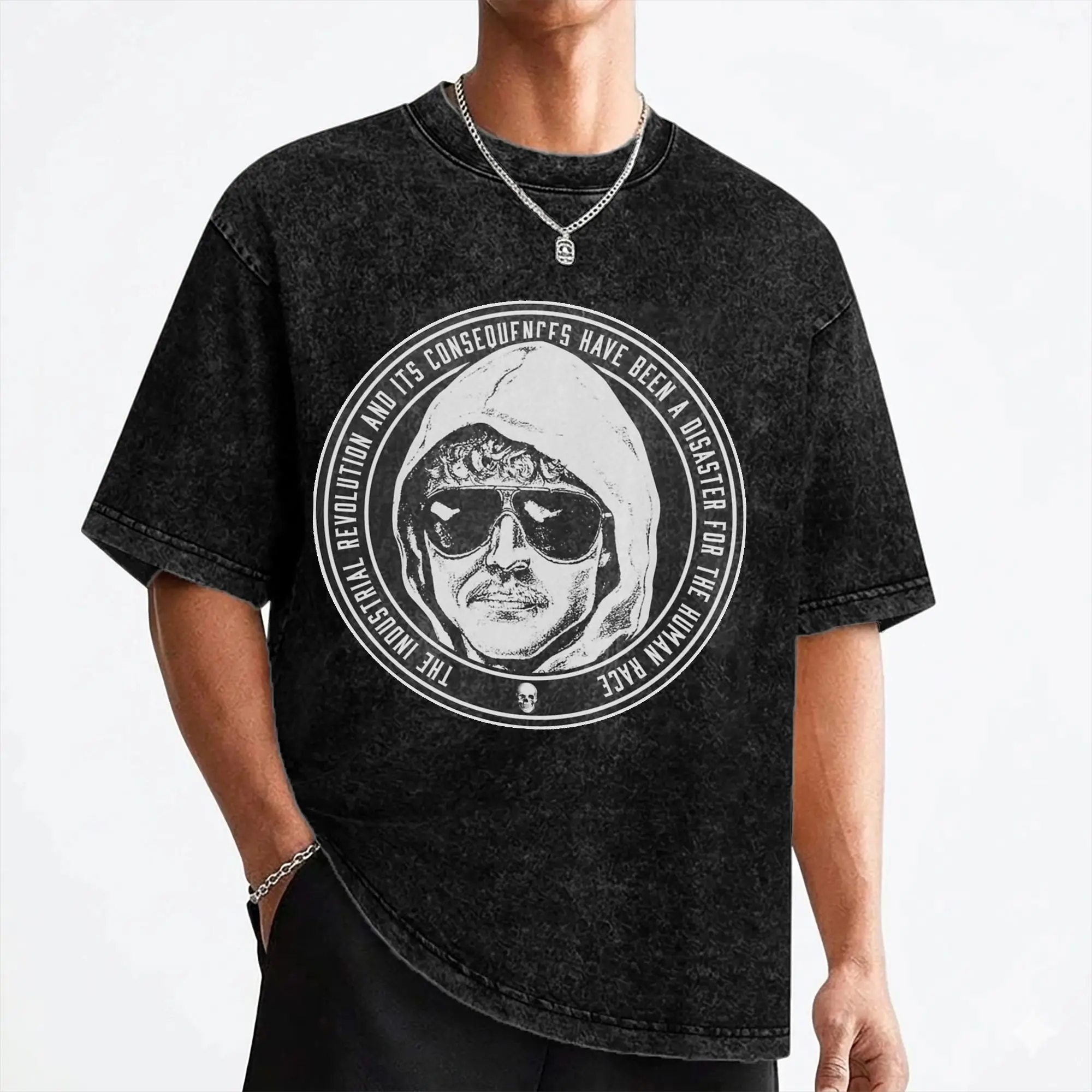 Ted Kaczynski T Shirts Washed Short Sleeve High Street T-Shirt Ted Glasses Unabomber Retro Men Women Streetwear Summer Tee Shirt