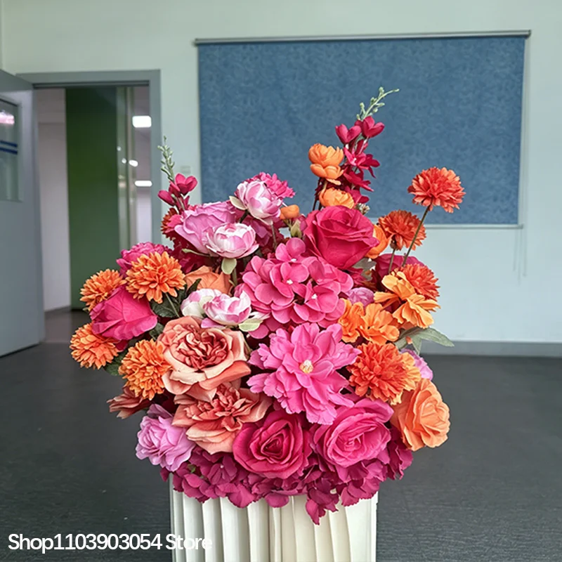 Weiß-Grüne Hortensie-Kalla-Lilien-Tischdekoration Künstliches Blumenarrangement Hochzeitstisch-Blumendeko Hotel-Empfangsblume – Detail 5