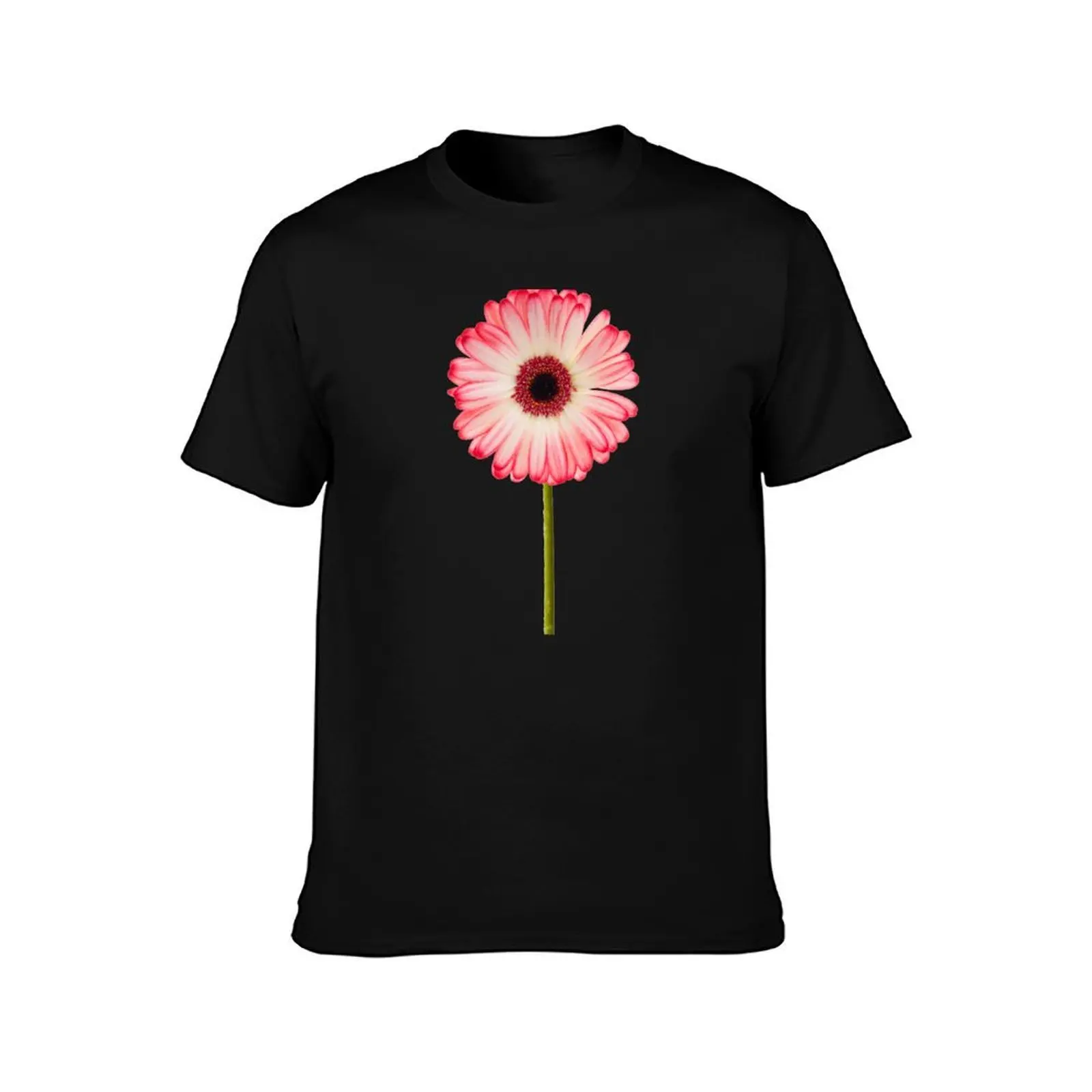 Pink gerbera flower T-Shirt Soft Basic Cotton Short Sleeve Tee T-Shirt