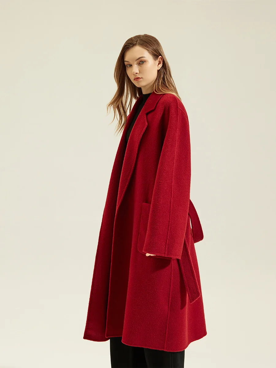 Allingentle Red Women's Blazer Woolen Fashion Long Jacket Big Coat Suit Blazer for Daily Outfits Customize