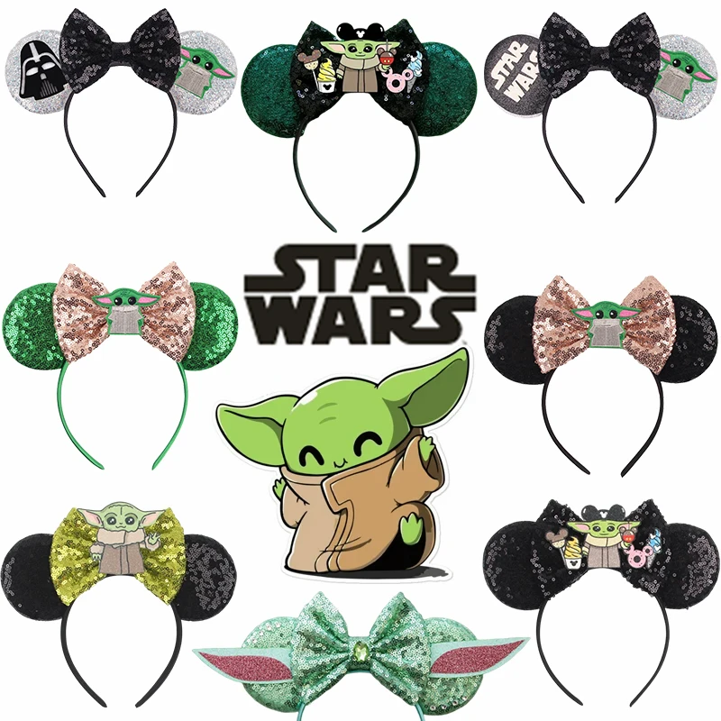 

Disney STAR WARS Headwear Grogu Baby Master Yoda Headbands For Girls Kids Mickey Mouse Ear Hairband Women Party Hair Accessories