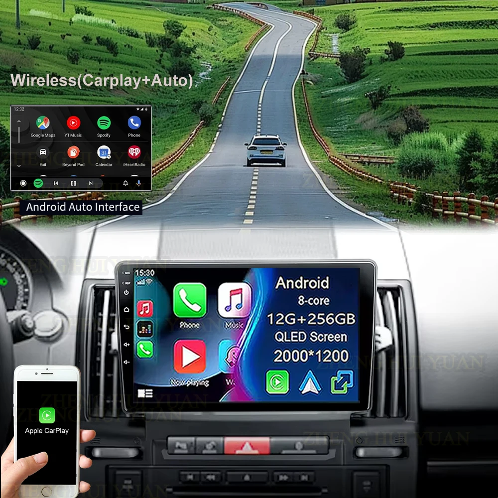 Android 16 Carplay Auto 2K Screen Car Radio Multimedia Player For Land Rover Freelander 2 2006 - 2012 DSP 2din Autoradio Stereo