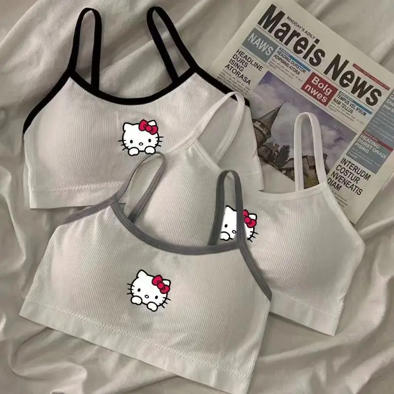 

Sanrio Hello Kitty Underwear Girl Student Developmental Period High School Student No Steel Wire Removable Korean Vest Strap