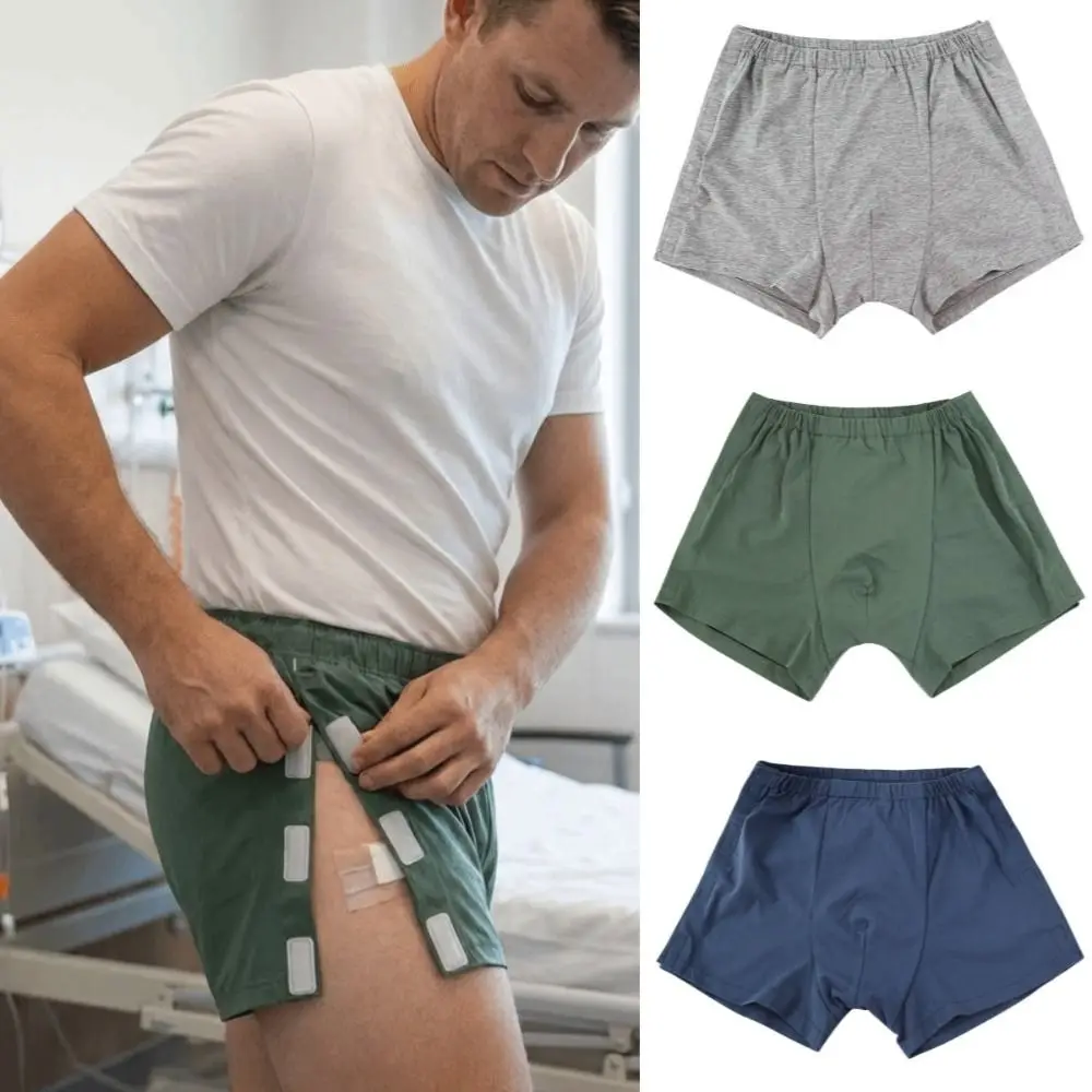 

Easy To Wear Men's Boxer Underwear Washable Elastic Open-Side Boxer Briefs Skin-Friendly Breathable Postoperation Briefs