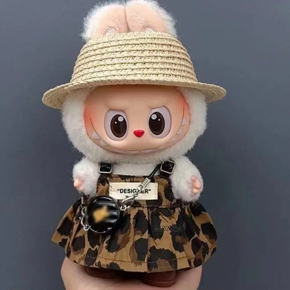

15/17cm Mini Doll Clothes Outfit Accessories For Korea Kpop Labubu V1V2 and 10cm cotton doll leopard print dress Clothing