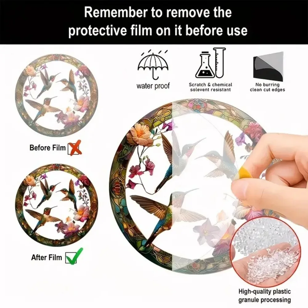 Vibrant Hummingbird Semi Transparent Acrylic Hanging Decoration, Suitable for Home, Porch, Courtyard and Room Decoration, Gifts