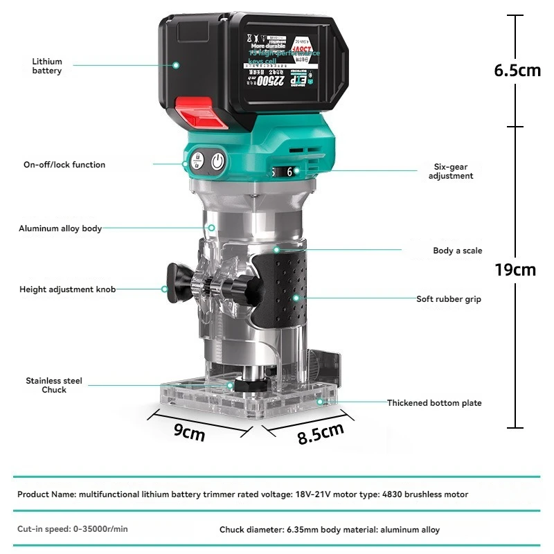 Brushless Charging Edge Trimming Machine, Lithium Battery Slotting Machine, Portable Wood Carving Machine, Wood Milling Machine,