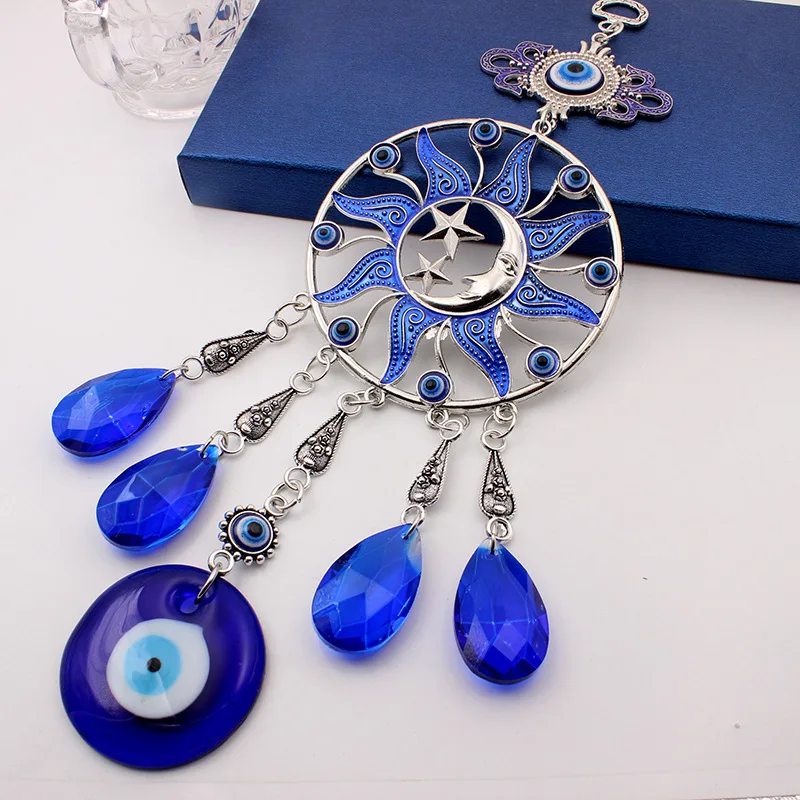 Blue Crystal Pendant Türkiye Blue Eyes Devil's Eye Paving Dream Net Star Moon Large Pendant Wall Hanging