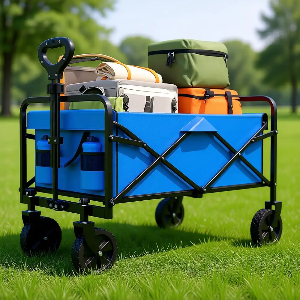 

Складные большие универсальные синие тележки на колесах