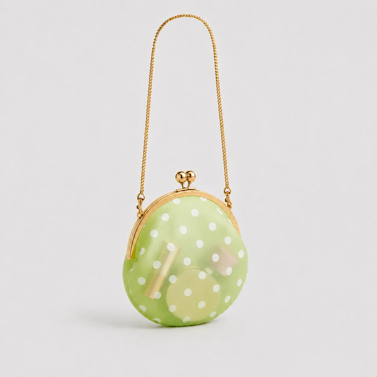 Fashion Metal Clip on Handbag Women's Casual Versatile Shoulder Bag Party Banquet Bag PVC Transparent Polka Dot Armpit Bag