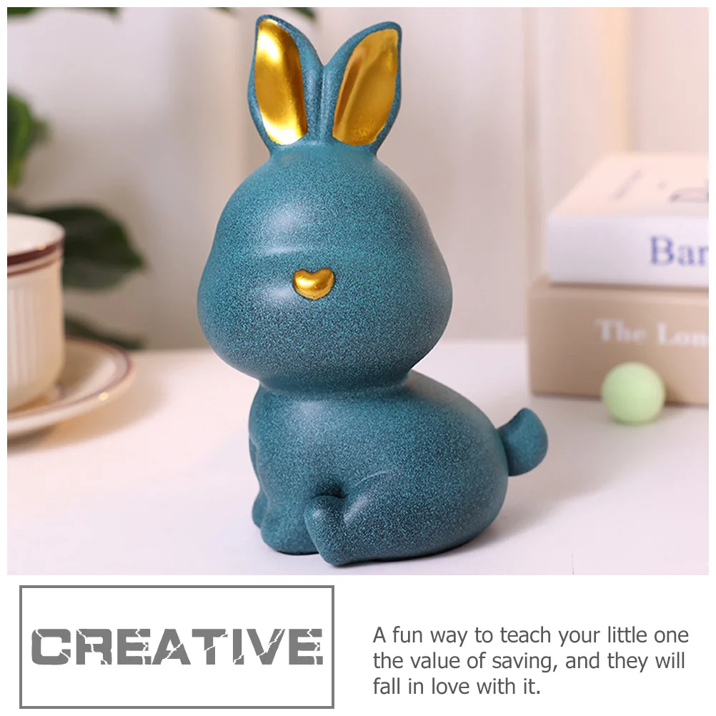 Entzückender Hasen-Münzbank, hochwertiger Spartopf aus Kunstharz für Kinder, Desktop-Dekoration, niedliches Geldaufbewahrungsglas für Zuhause