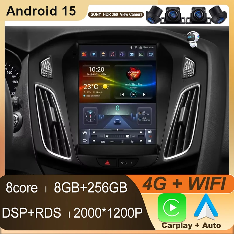Para Ford Focus 3 Mk 3 2011 2012 - 2019 9,7 pulgadas Radio de coche Android Auto pantalla Multimedia Carplay 5G WIFI navegación de vídeo estéreo