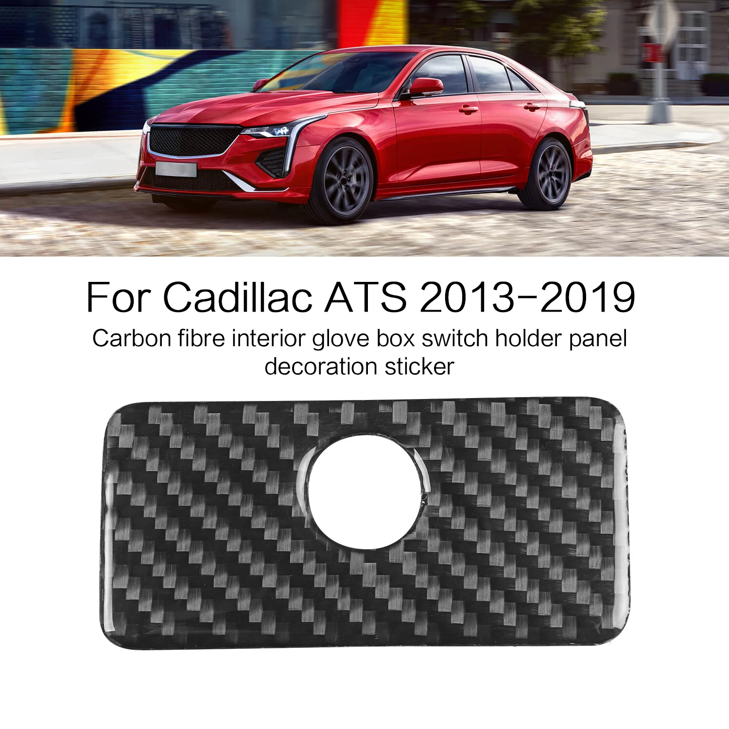 

For Cadillac ATS 2013-2019 Sedan Accessories Car Carbon Fiber Interior Glove Box Switch Holder Panel Trim Sticker Decoration